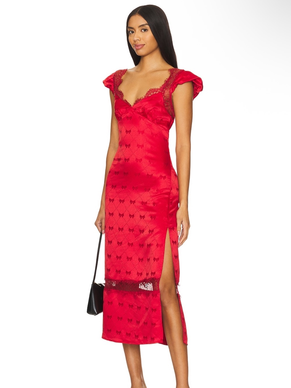Free People Foolish Heart Midi Dress in Red Dahlia Combo